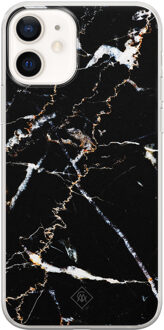 Casimoda iPhone 12 siliconen hoesje - Marmer zwart