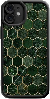 Casimoda iPhone 12 zwarte case - Kubus groen