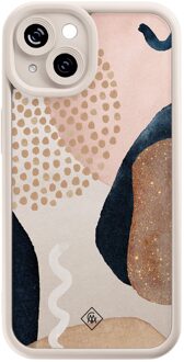 Casimoda iPhone 13 beige case - Abstract dots Bruin/beige