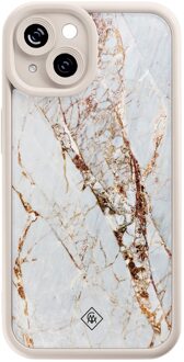 Casimoda iPhone 13 beige case - Marmer goud Goudkleurig