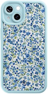 Casimoda iPhone 13 blauwe case - Vintage blue floral