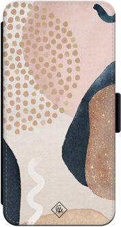 Casimoda iPhone 13 flipcase - Abstract dots Bruin/beige