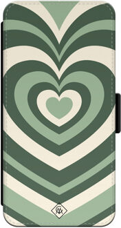 Casimoda iPhone 13 flipcase - Hart swirl groen
