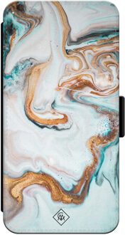 Casimoda iPhone 13 flipcase - Marmer blauw goud