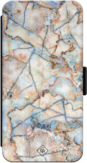 Casimoda iPhone 13 flipcase - Marmer bruin blauw Bruin/beige
