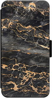 Casimoda iPhone 13 flipcase - Marmer grijs brons Goudkleurig