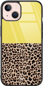 Casimoda iPhone 13 glazen hardcase - Luipaard geel