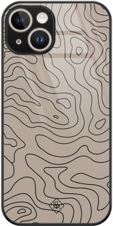 Casimoda iPhone 13 hardcase - Abstract lines Bruin/beige