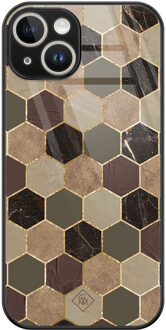 Casimoda iPhone 13 hardcase - Kubus bruin groen Bruin/beige