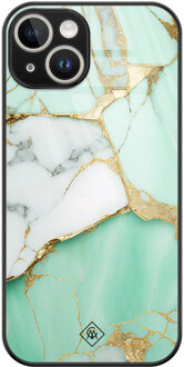 Casimoda iPhone 13 hardcase - Marmer mint goud Mint, Goudkleurig