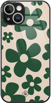 Casimoda iPhone 13 hardcase - Retro flowers groen