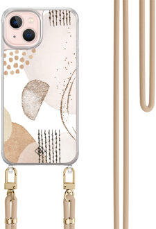 Casimoda iPhone 13 hoesje met beige koord - Abstract shapes Bruin/beige