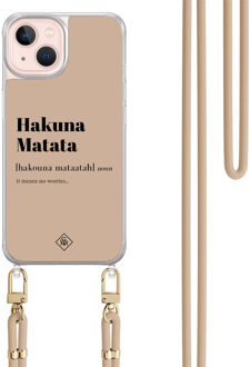 Casimoda iPhone 13 hoesje met beige koord - Hakuna matata Bruin/beige