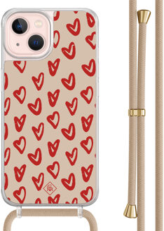 Casimoda iPhone 13 hoesje met beige koord - Hartendief Bruin/beige