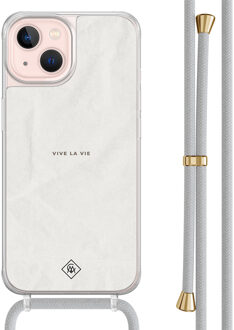 Casimoda iPhone 13 hoesje met grijs koord - Vive la vie Grijs/zilverkleurig