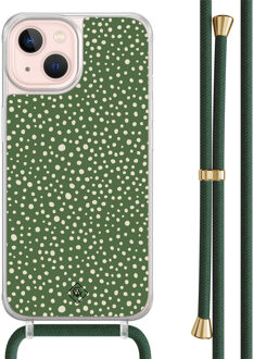 Casimoda iPhone 13 hoesje met groen koord - Green dots
