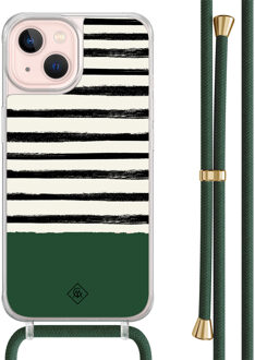 Casimoda iPhone 13 hoesje met groen koord - Green stripes
