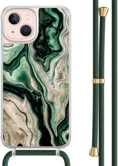 Casimoda iPhone 13 hoesje met groen koord - Green waves