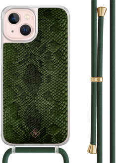 Casimoda iPhone 13 hoesje met groen koord - Snake mix