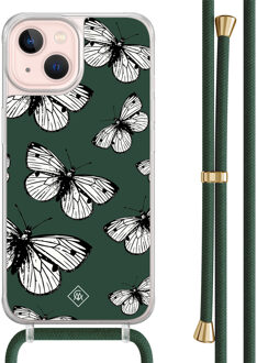 Casimoda iPhone 13 hoesje met groen koord - Vlinders