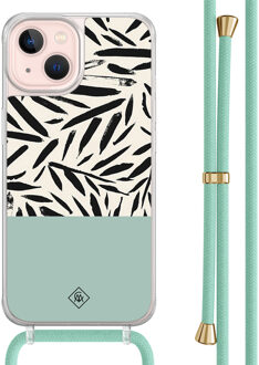 Casimoda iPhone 13 hoesje met mint koord - Abstract mint palms