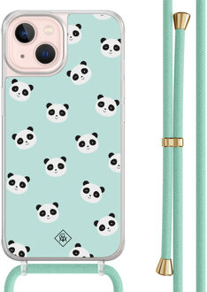 Casimoda iPhone 13 hoesje met mint koord - Panda print