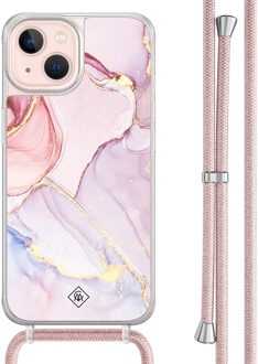 Casimoda iPhone 13 hoesje met rosegoud koord - Purple sky Paars