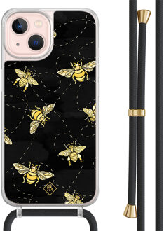 Casimoda iPhone 13 hoesje met zwart koord - Bee happy