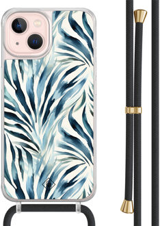 Casimoda iPhone 13 hoesje met zwart koord - Japandi waves Blauw