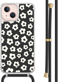 Casimoda iPhone 13 hoesje met zwart koord - Retro bloempjes