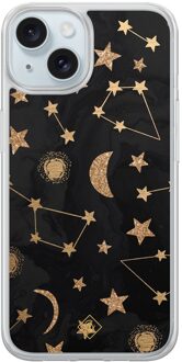 Casimoda iPhone 13 hybride hoesje - Counting the stars Zwart, Goudkleurig
