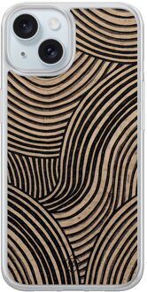 Casimoda iPhone 13 hybride hoesje - Ebony waves Bruin/beige