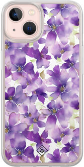 Casimoda iPhone 13 hybride hoesje - Floral violet Paars