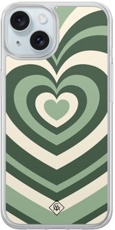 Casimoda iPhone 13 hybride hoesje - Groen hart swirl