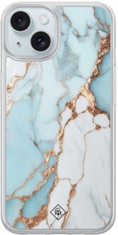 Casimoda iPhone 13 hybride hoesje - Marmer lichtblauw