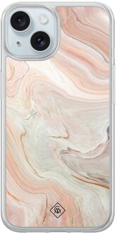 Casimoda iPhone 13 hybride hoesje - Marmer waves Bruin/beige