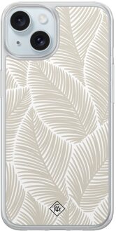 Casimoda iPhone 13 hybride hoesje - Palmy leaves beige Goudkleurig