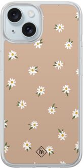 Casimoda iPhone 13 hybride hoesje - Sweet daisies Bruin/beige