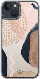 Casimoda iPhone 13 mini hybride hoesje - Abstract dots Bruin/beige