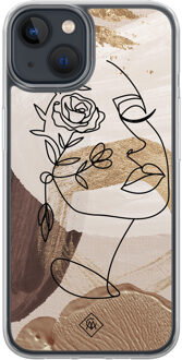 Casimoda iPhone 13 mini hybride hoesje - Abstract gezicht bruin Bruin/beige