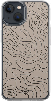 Casimoda iPhone 13 mini hybride hoesje - Abstract lines Bruin/beige