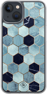Casimoda iPhone 13 mini hybride hoesje - Blue cubes Blauw