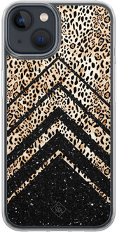 Casimoda iPhone 13 mini hybride hoesje - Chevron luipaard Bruin/beige