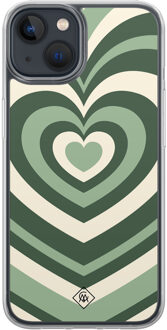 Casimoda iPhone 13 mini hybride hoesje - Groen hart swirl