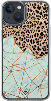 Casimoda iPhone 13 mini hybride hoesje - Luipaard marmer mint