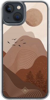 Casimoda iPhone 13 mini hybride hoesje - Mountain birds Bruin/beige