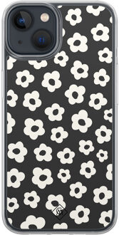 Casimoda iPhone 13 mini hybride hoesje - Retro bloempjes Zwart