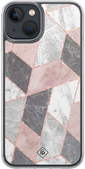 Casimoda iPhone 13 mini hybride hoesje - Stone grid Paars