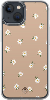 Casimoda iPhone 13 mini hybride hoesje - Sweet daisies Bruin/beige