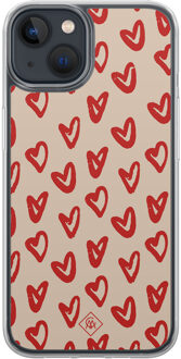 Casimoda iPhone 13 mini hybride hoesje - Sweet hearts Blauw